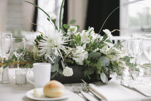 White and Green Reception Centerpiece