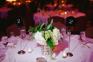 Hydrangea and Curly Willow Reception Arrangement