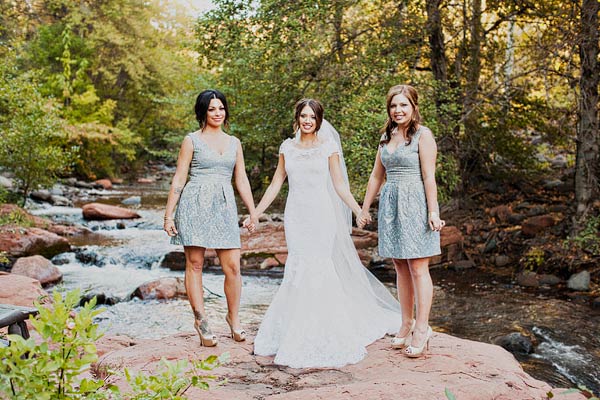 Short Gray Blue Bridesmaids Dresses