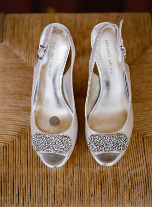 Silver Beaded Bridal Shoes