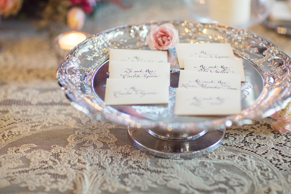 Classic Place Cards on Silver Tray
