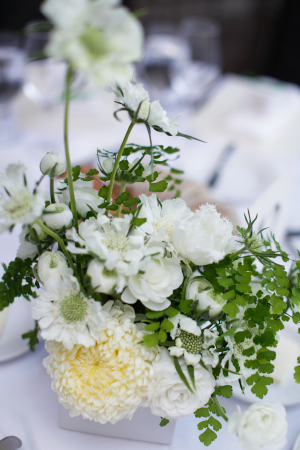 White and Green Flowers Reception Decor