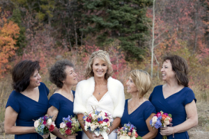 Navy Bridesmaids Dresses with Sleeves