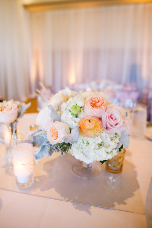 Pastel Floral Centerpiece With Dusty Miller