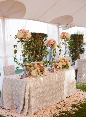 Elegant Greenery and Rose Sweetheart Table