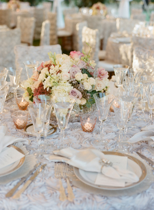 Elegant White Rosette Wedding Linens