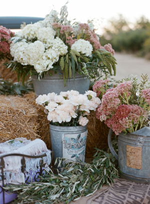 Flowers in Galvanized Pails