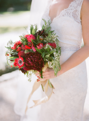 Red and Green Winter Bridal Bouquet