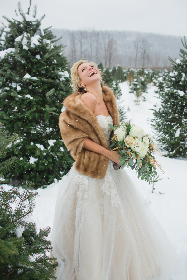 Winter Bride in Oleg Cassini Gown