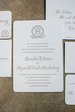 Classic Letterpress Wedding Invitation With Monogram