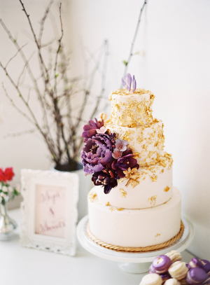 Gold Purple Wedding Cake