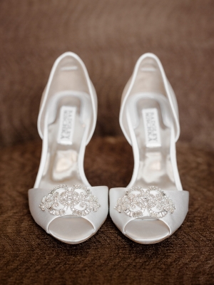 Beaded Peep Toe Bridal Shoes