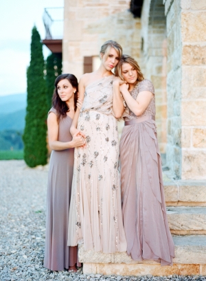 Beaded Taupe Gowns Wedding Inspiration