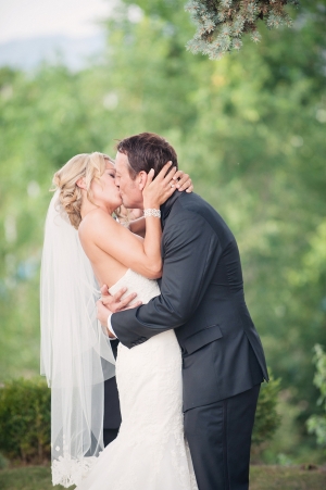 Bride and Groom First Kiss