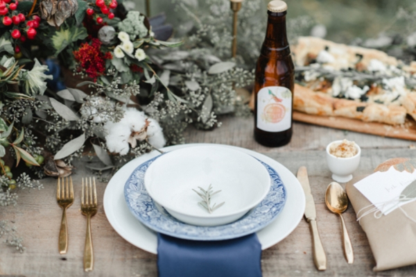 French Blue and Gold Place Setting