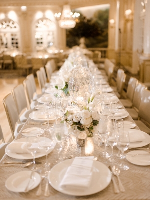 Gold Silver and White Reception Table