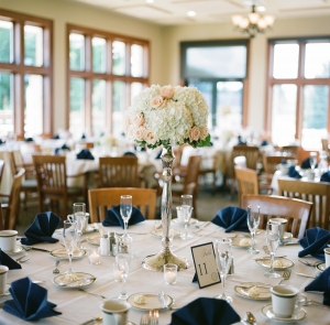 Peach and Navy Reception