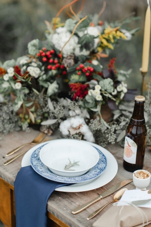 Rustic French Blue and Red Wedding Table