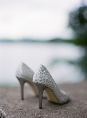 Silver Lace Bridal Heels
