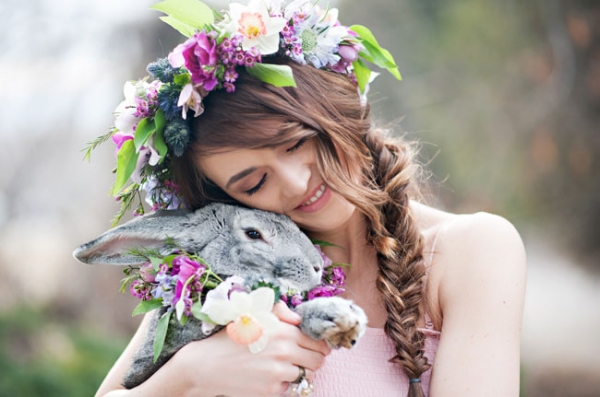 Spring Floral Crown and Bunny