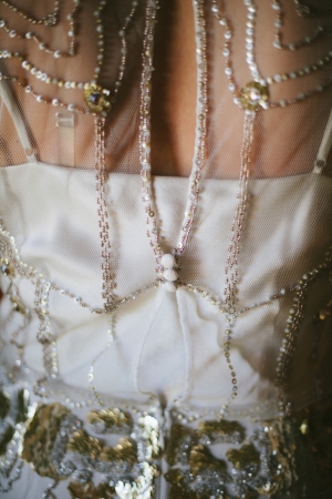 Gold and Silver Beading and Sequins on Bridal Gown
