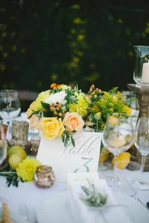 Peach and Yellow Floral Reception Decor