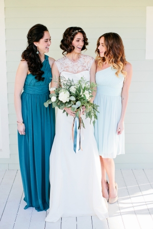 Teal and Baby Blue Bridesmaids Dresses