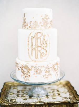 Gold Flaked Wedding Cake
