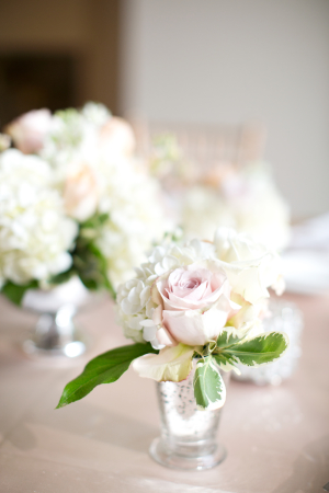 Blush Rose and White Hydrangea Arrangement
