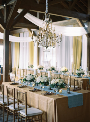 Elegant Blue and Gold Barn Wedding