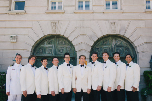 Groomsmen in White Tuxedos