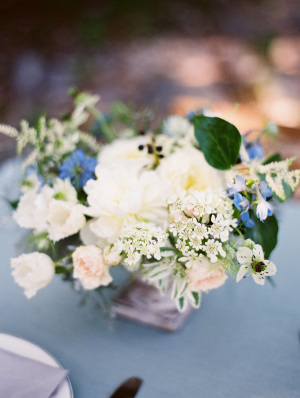 Ivory and Blue Centerpiece