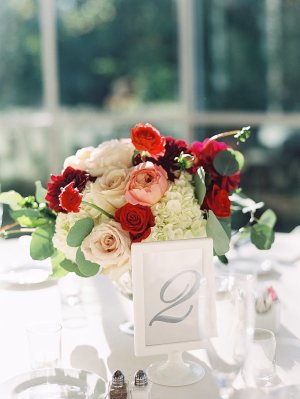 Pink Red and Ivory Centerpiece
