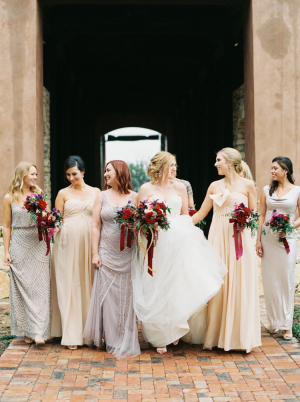 Bridesmaids in Blush and Lavender
