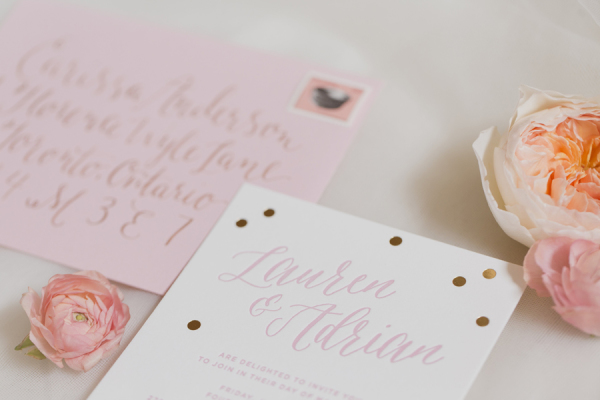 Gold and Pink Wedding Invitations
