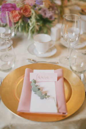 Pink Calligraphy at Place Setting