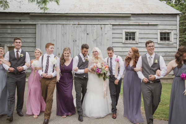 Wedding Party in Purple and Gray