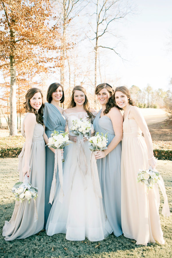 Pale Blue and Ivory Bridesmaids