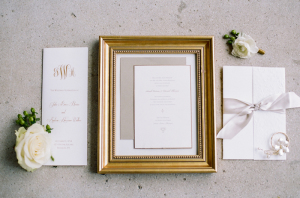 Simple White and Gold Wedding Invitations