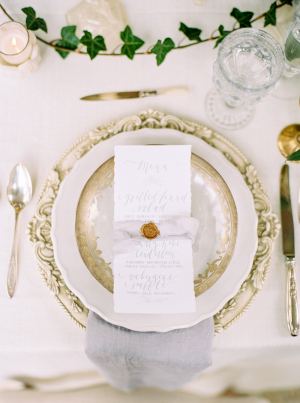 Gold Pewter and Gray Place Setting