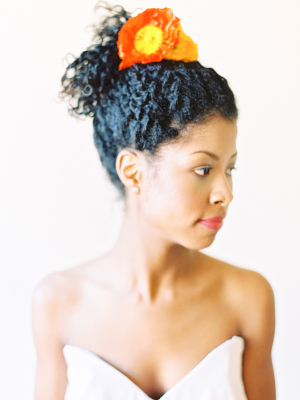 Bride with Orange Poppy in Hair