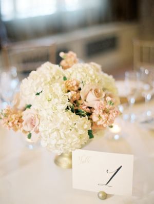 Ivory Hydrangea and Pink Rose Centerpiece