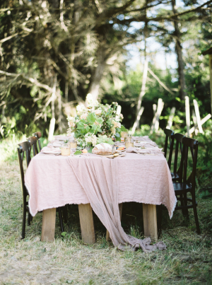 Outdoor Wedding Table with Blush Linen