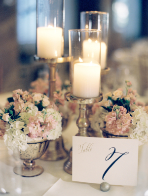 Romantic Blush and Ivory Centerpiece with Candles