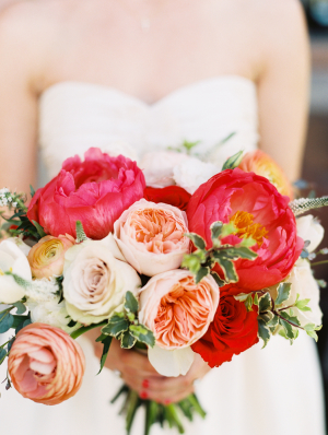 Bouquet with Fuchsia Peonies