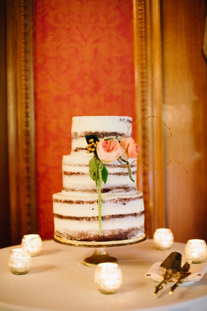 Brown and White Wedding Cake