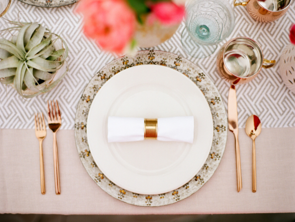 Green and Gold Wedding Place Setting