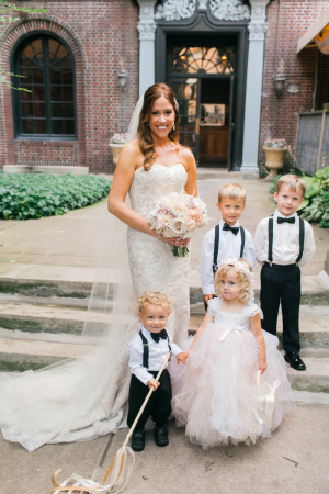 Bride with Ring Bearers and Flower Girl