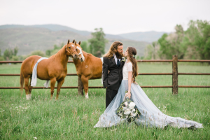 Bride and Groom with Horses