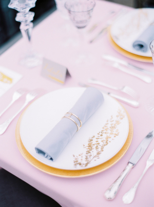 Gold Gray and Pink Wedding Place Setting